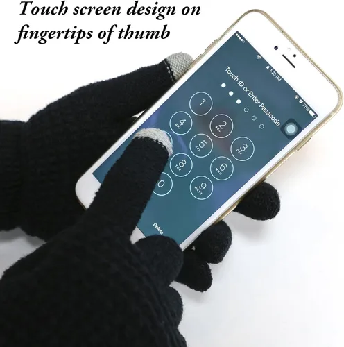 Miniatura 5 de Aneco Conjunto de bufanda de punto cálido de invierno para hombres y mujeres, bufanda elástica suave