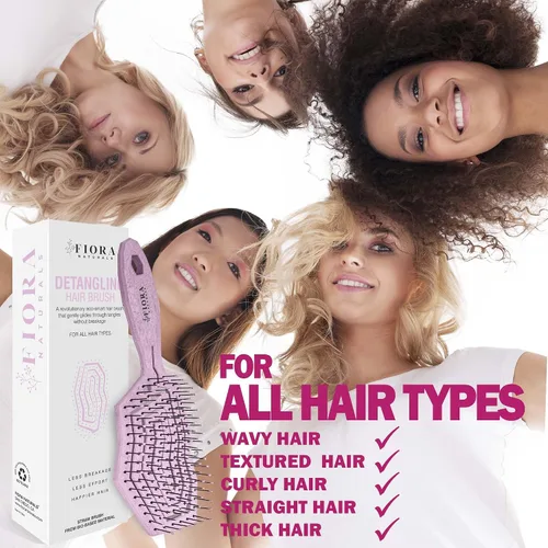 Miniatura 6 de Fiora Naturals Cepillo desenredante para el cabello, 100% biológico, cepillo desenredante con cerdas ultrasuaves, se desliza a través de los enredos