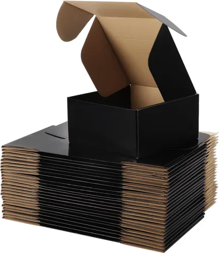 Miniatura 44 de Hoikwo Paquete de 40 cajas de envío de 4 x 4 x 2 para pequeñas empresas, cajas de cartón de embalaje negras, caja de embalaje de correo móvil