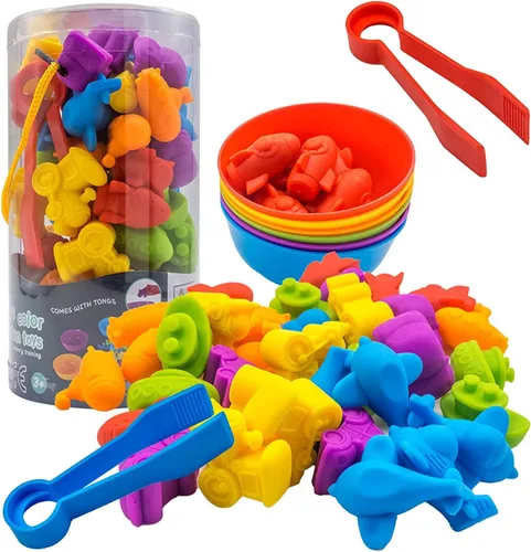 UNIQUE KIDS Juego educativo de aprendizaje de conteo con tazas de clasificación – Divertido juego de clasificación de colores y entrenamiento
