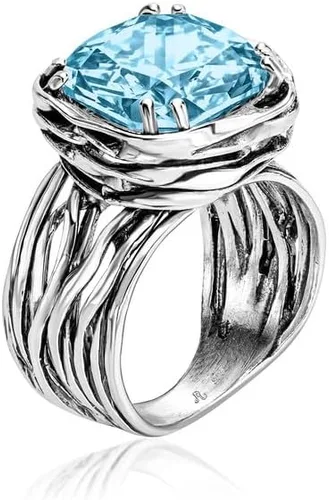JEAN RACHEL JEWELRY Anillo de plata de ley 925, diseño vintage con circonita cúbica en forma de cojín, hipoalergénico, sin plomo ni níquel, anillos