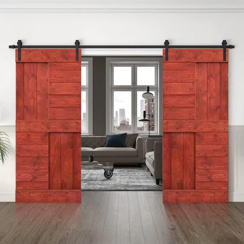 Miniatura 30 de TMS Serie N - Puerta corrediza interior de madera de pino anudada con kit de herrajes deslizantes (32 x 84 pulgadas, blanco)