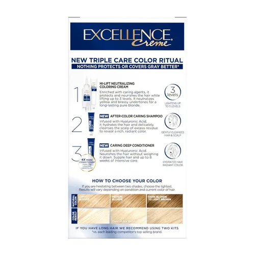 Miniatura 10 de L'Oreal Paris Excellence Crème Tinte Permanente para el Cabello, Color de Cabello de Triple Cuidado con Complejo Pro-Keratina para una Cobertura