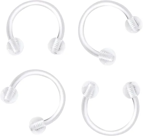 Retenedores de oreja de aro de plástico unisex antialérgicos, anillos de nariz transparentes con dorso de bola de tornillo, para orejas sensibles y