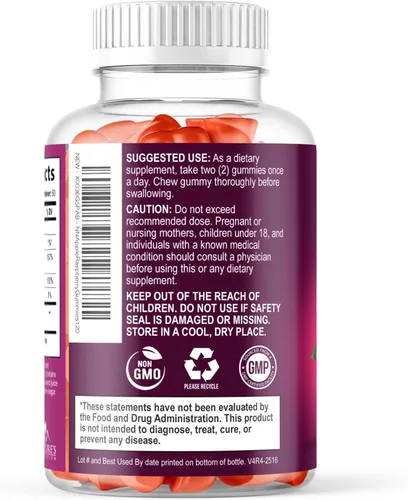 Miniatura 8 de Gomitas de vinagre de sidra de manzana, 1000 mg por porción, suplemento de vitaminas ACV de máxima fuerza sin azúcar, fórmula avanzada, vitamina B12