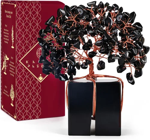 Miniatura 8 de Árbol de la vida de cristal de amatista curativos de chakras, árboles bonsái de Feng Shui para energía positiva, dinero, buena suerte, árbol