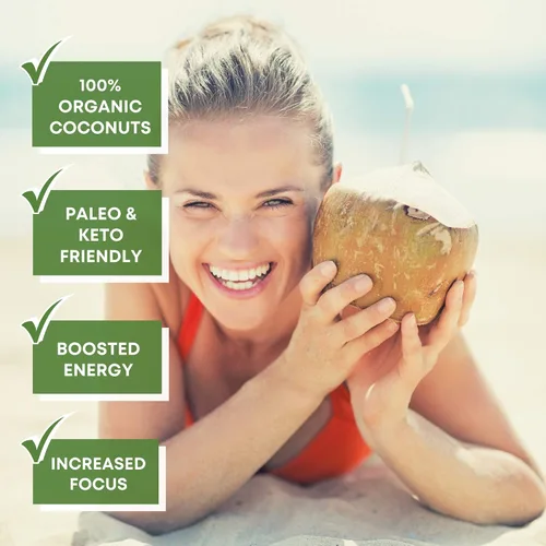 Miniatura 7 de NutriONN Aceite MCT, 3000 mg por porción, 180 cápsulas blandas, hecho de cocos 100% orgánicos, sin OMG, prensado en frío, cápsulas aptas para paleo