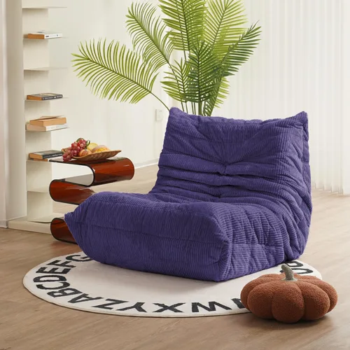 Miniatura 11 de N&V Sofá de suelo sin brazos de mediados de siglo, silla de pana suave de alta calidad, silla decorativa de espuma para sala de estar, dormitorio