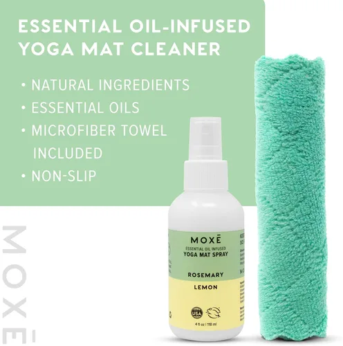 Miniatura 3 de MOXE Limpiador de esterillas de yoga, certificado Green America, aceites esenciales de romero y limón, seguro para todas las alfombrillas y equipos