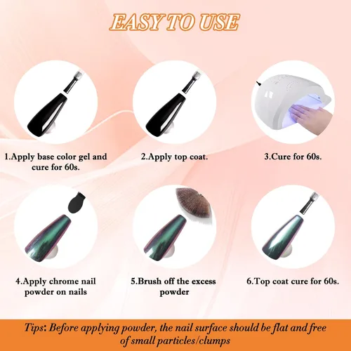Miniatura 7 de FNNZ Polvo para uñas cromado camaleón, polvo de pigmento para uñas con cambio de color, polvo de purpurina con efecto espejo mágico camaleón, efecto
