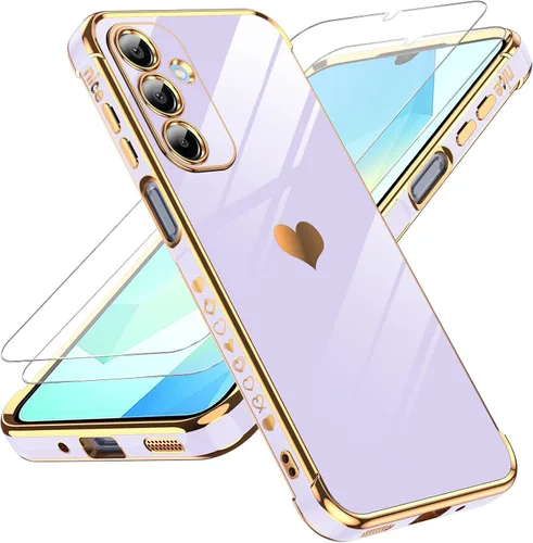 Miniatura 49 de LeYi for Moto G 5G 2025 Case: with Tempered Glass Screen Protector [2 Pcs]+ Full Camera Lens Protection,Love Heart Plating Cute Luxury Soft TPU