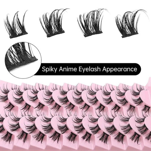 Miniatura 3 de Pestañas de manga en racimo, efecto de aspecto húmedo, pestañas húmedas de anime, extensiones de pestañas individuales, extensiones de pestañas