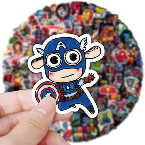 Miniatura 7 de 200 calcomanías de héroe para adolescentes, calcomanías de superhéroe, impermeables, con temática de leyendas de cómics, calcomanías para laptop