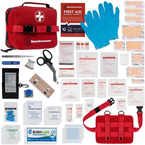 Surviveware Kit de primeros auxilios impermeable, prémium, para automóviles, lanchas, camiones, huracanes, tormentas tropicales y emergencias al
