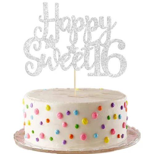 Miniatura 29 de Gyufise 1 Pieza Dulce Adolescente 16 Decoración para Pastel con Purpurina Palillo de Pastel de 16 Cumpleaños para Brindis por 16 Años de Edad
