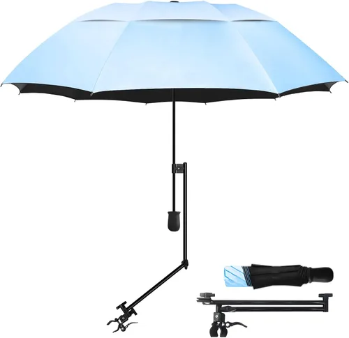 Miniatura 10 de HOBVO UPF 50+ Paraguas de golf con abrazadera universal ajustable, paraguas portátiles para la lluvia, apertura y cierre manual, para silla
