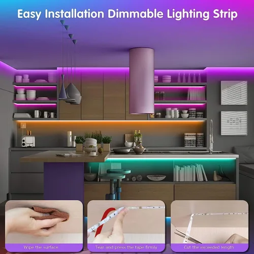 Miniatura 6 de Tenmiro - Tira de luces LED de 50 pies, tira de luces LED inteligente con sincronización de música, cambio de color, control de aplicación y control
