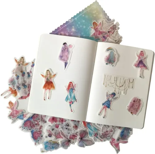 Miniatura 4 de Juego de calcomanías de papel washi de papel washi de cuento de hadas del mundo kawaii, hadas kawaii, niña, flor de cerezo, atrapasueños, B