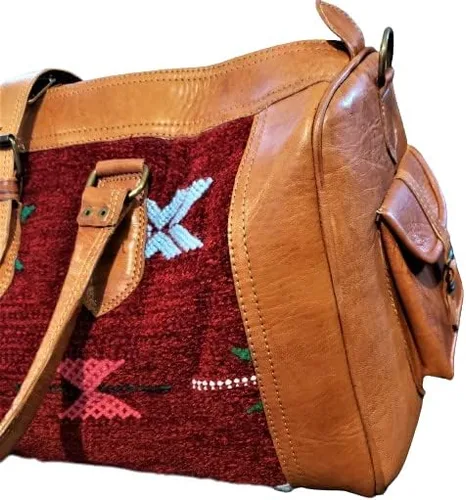Miniatura 4 de Bolsa de viaje Kilim y piel roja