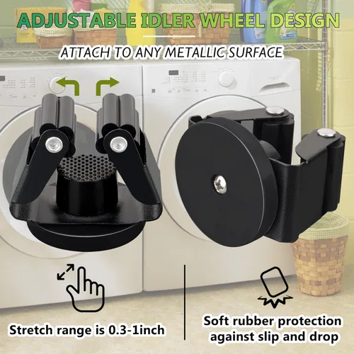 Miniatura 3 de ULIBERMAGNET - Soporte magnético para escoba y fregona, estante magnético móvil resistente, colgador de escoba y pala con montaje en pared