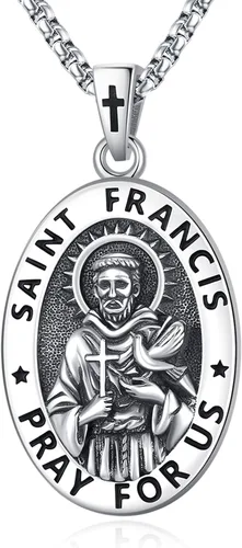 Miniatura 173 de Eusense San Miguel San Cristóbal San Benito San Judas Virgen María Collar chapado en oro 925 joyería religiosa para hombres y mujeres, collar