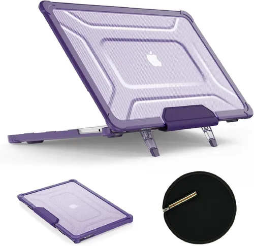 Miniatura 17 de SEYMAC stock Funda para MacBook Air de 13.6 pulgadas, protección contra golpes con soporte plegable y alfombrilla para mouse para MacBook Air