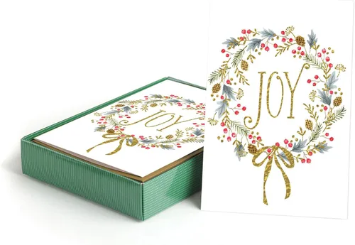 Miniatura 16 de Masterpiece - Tarjetas navideñas plateadas y rojas, juego de 15 tarjetas de Navidad en caja con detalles de aluminio y sobres a juego, tarjetas