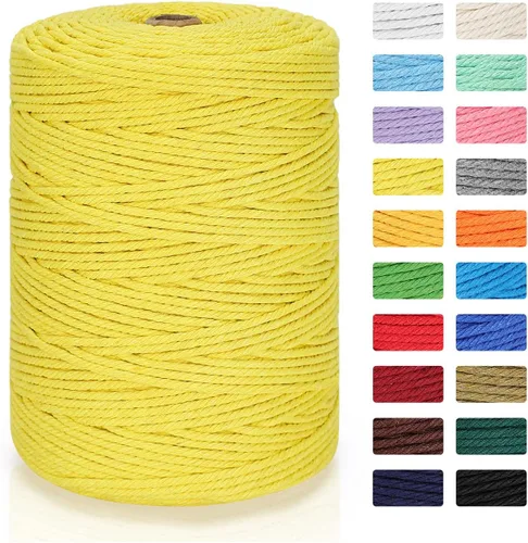 Miniatura 27 de Cordón de macramé de 0.118 in x 328 yardas Cuerda de macramé 100% algodón natural Cuerda de algodón trenzado de 4 hebras para manualidades, Gris
