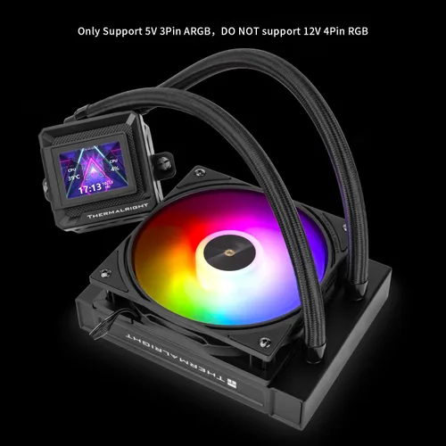 Miniatura 6 de Thermalright FW SE 120 ARGB Refrigeración por agua de CPU negra, 4.724 in Aio, con ventilador ARGB de 2000 RPM, pantalla de visualización de 2