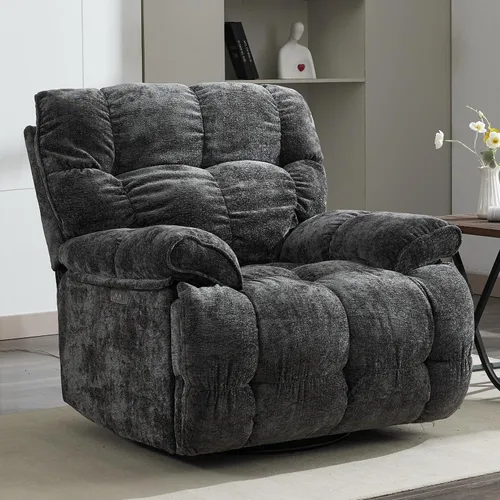 Miniatura 18 de Silla reclinable mecedora extra grande, sillón reclinable con giro eléctrico para sala de estar, reclinables mecedores acolchados extra anchos
