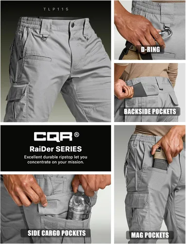 Miniatura 6 de CQR Pantalones tácticos para hombre, resistentes al agua, pantalones cargo Ripstop, ligeros EDC trabajo, senderismo, ropa para exteriores