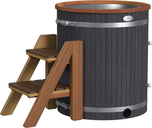 Bañera de hielo | Terapia de inmersión en frío | Bañera fría | Baño de hielo derecho | Capacidad de agua de 118 galones | Pasos y cubierta incluidos