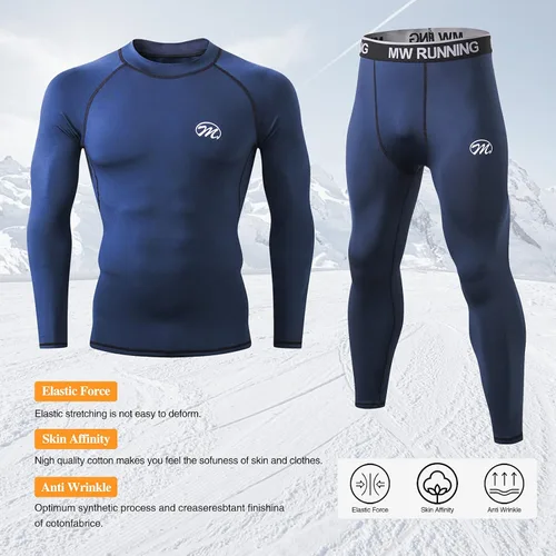 Miniatura 2 de MeetHoo Men's Thermal Underwear Set, Base Layers Winter Gear Compression Long Johns with Fleece Lined for Skiing