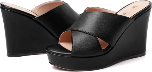 Miniatura 6 de MODENCOCO Sandalias de tacón alto con plataforma mate para mujer, puntera abierta, estilo casual, de 4 pulgadas