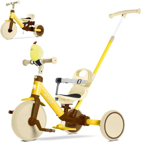 Miniatura 7 de RIDYEE Triciclo 5 en 1 para niños de 1.5 a 3 años, triciclo de dirección para padres, convertible sin herramientas para equilibrar la bicicleta, gris