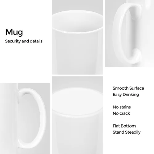 Miniatura 3 de harebe Taza de café extra grande de 22 onzas, taza de té gigante de cerámica lisa, gran capacidad y asa para papá y hombres, color blanco