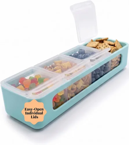 melii Snackle Box | Contenedor de aperitivos con tapas individuales, almacenamiento de alimentos sin BPA para viajes, escuela y aperitivos sobre la