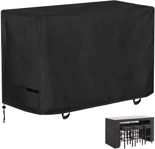 Miniatura 14 de Oslimea Funda para Juego de Comedor Alto de Patio, Funda para Mesa y Sillas de Exterior para Juego de Ratán de 5 Piezas de Altura de Bar/Muebles