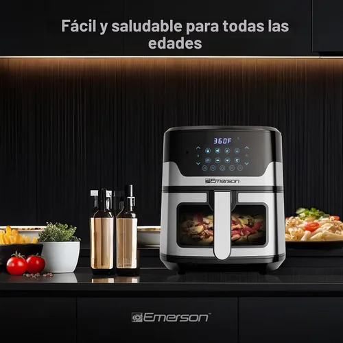 Miniatura 8 de Emerson Freidora de aire SmartVoice de 5.3 cuartos de galón, más de 1000 comandos de voz, cocina digital 6 en 1, diseño compacto de encimera, cocina