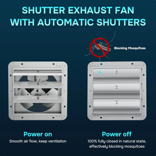 Miniatura 6 de iPower Ventilador de escape de obturador de 10 pulgadas de aluminio, alta velocidad 1650RPM, 820CFM, 1 paquete, plateado