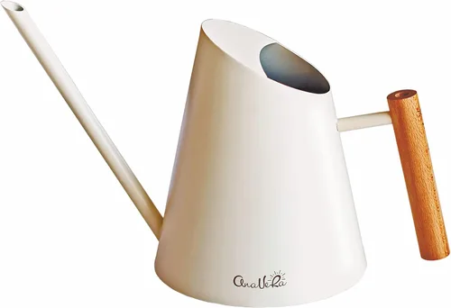 Miniatura 2 de AnaVeRa Regadera para plantas de interior, pequeña lata de agua de acero inoxidable con boquilla larga recta, regadera con mango de madera para casa