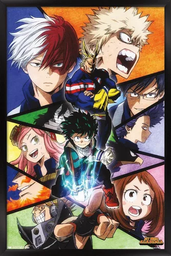 Miniatura 6 de Trends International My Hero Academia-Faces - Póster de pared de 14.725 x 22.375 pulgadas, versión con marco en color madera rústica