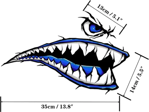 Miniatura 2 de Kayak Stickers Decals Waterproof,2 Pairs Shark Teeth Sticker,Flying Tiger Decal,Warhawk Sticker,Shark Decal for Kayak Canoe Fishing Boat Car Truck