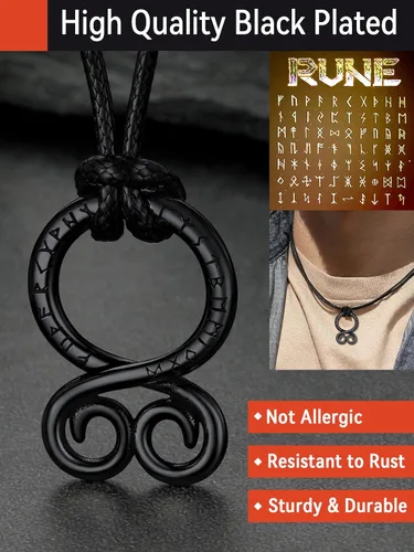 Miniatura 3 de FaithHeart - Collar de runa vikinga nórdica con cadenas ajustables de cueroacero inoxidable trenzadas para hombres y mujeres, regalo de joyería