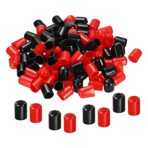 Miniatura 14 de MECCANIXITY 50 unids tapas de goma Surtido de 0.079 in PVC vinilo tornillo rosca protector para tornillo tornillo negro rojo