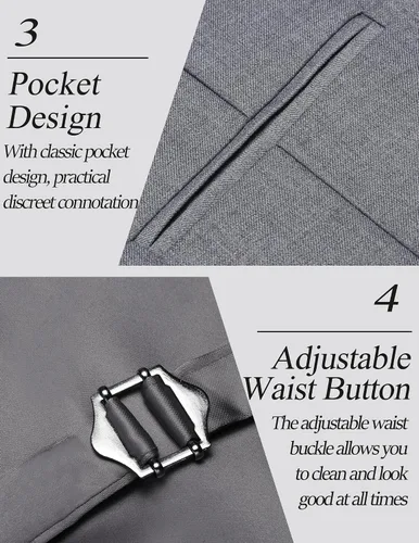 Miniatura 5 de Coofandy chaleco para traje o esmoquin con 5 botones, para hombre.