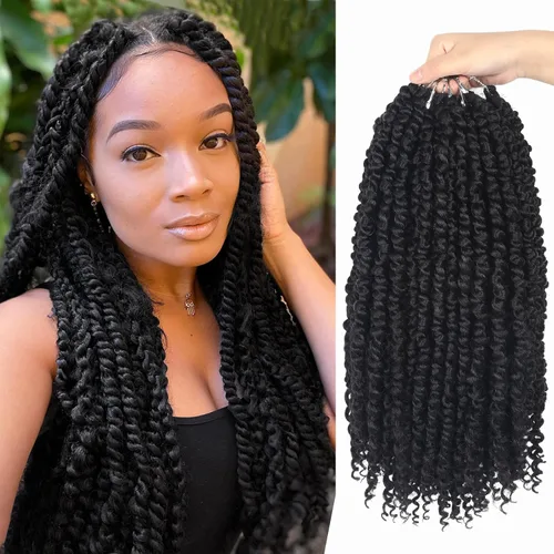 Miniatura 86 de Bileaf Cabello de Ganchillo Passion Twist Pre-retorcido de 10 Pulgadas, 8 Paquetes de Ganchillo Passion Twist, Cabello Corto Passion Twist