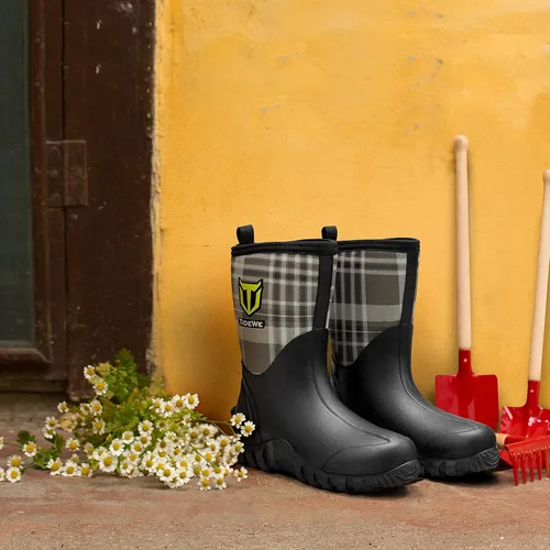 Miniatura 7 de TIDEWE Botas de goma para mujer botas de lluvia aisladas de neopreno de 0217in con vástago de acero botas de caza impermeables de media pantorrilla
