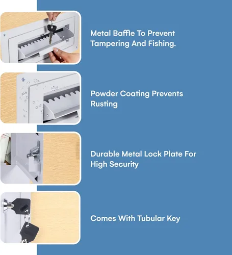 Miniatura 6 de flybold Caja de bloqueo para llaves a través de la puerta, resistente a la lluvia, para negocios, con llaves de bloqueo tubular, deflector, evita