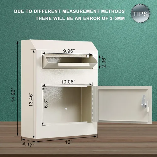 Miniatura 5 de KYODOLED Depository - Buzón de correo para colgar en la pared, caja de seguridad de alta resistencia, caja de correo de acero asegurado con bloqueo